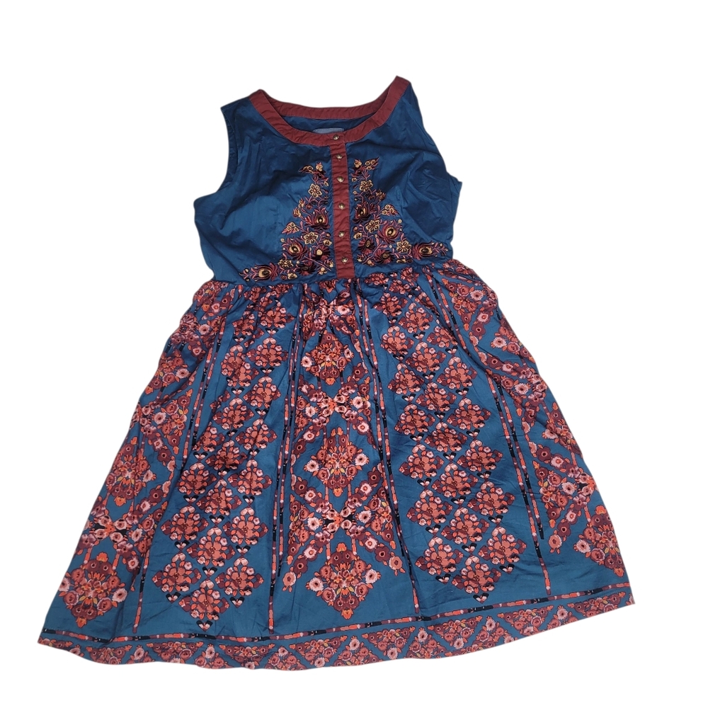 Modcloth Teal and Red Floral Dress - Picture 3 of 9